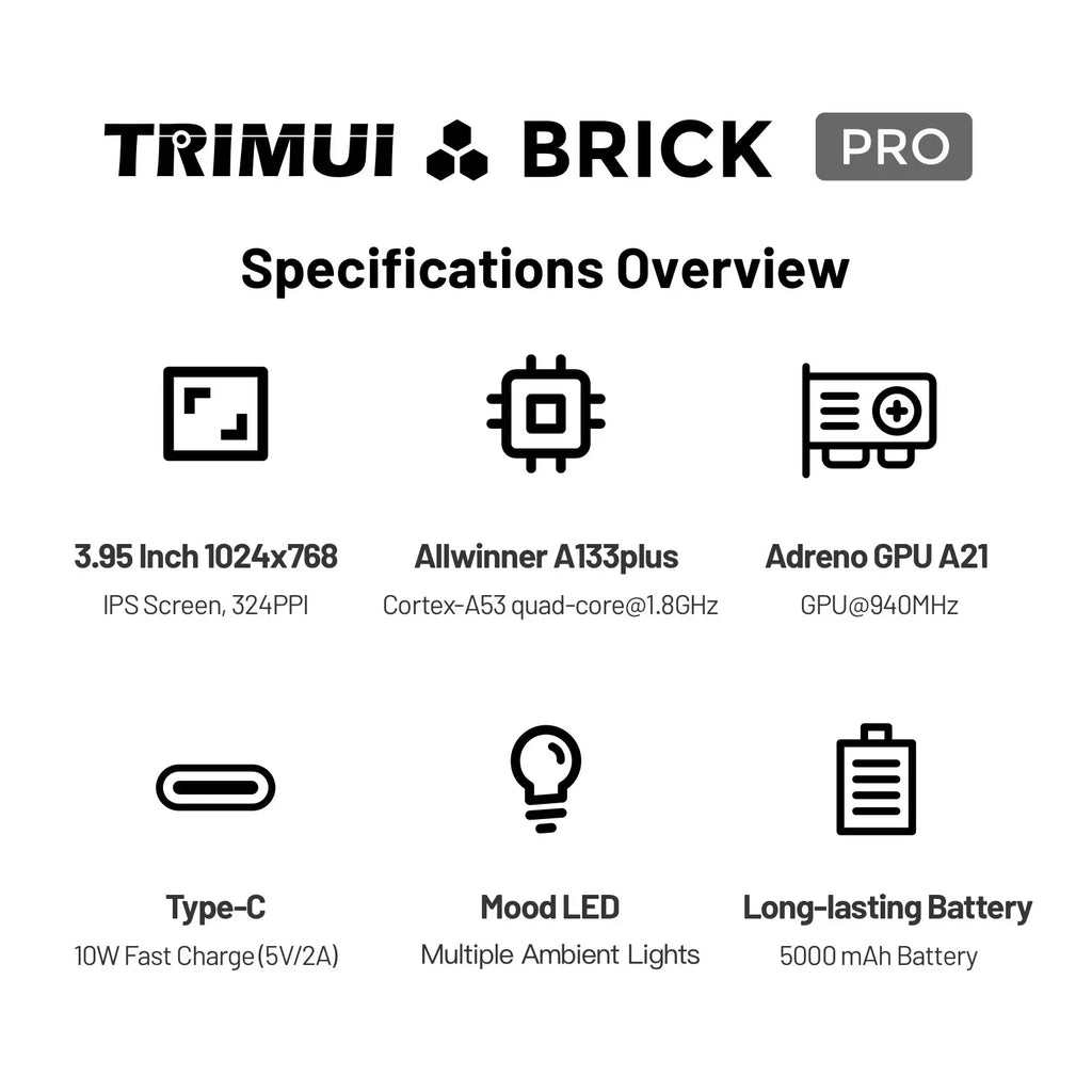 TRIMUI BRICK PRO Retro Handheld Game Console Portable Video Player Linux System Open Source 3.95 Inch Palm Phone Games Gifts