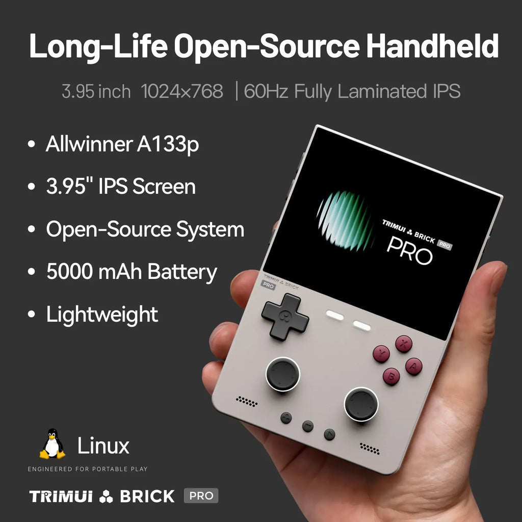 TRIMUI BRICK PRO Retro Handheld Game Console Portable Video Player Linux System Open Source 3.95 Inch Palm Phone Games Gifts