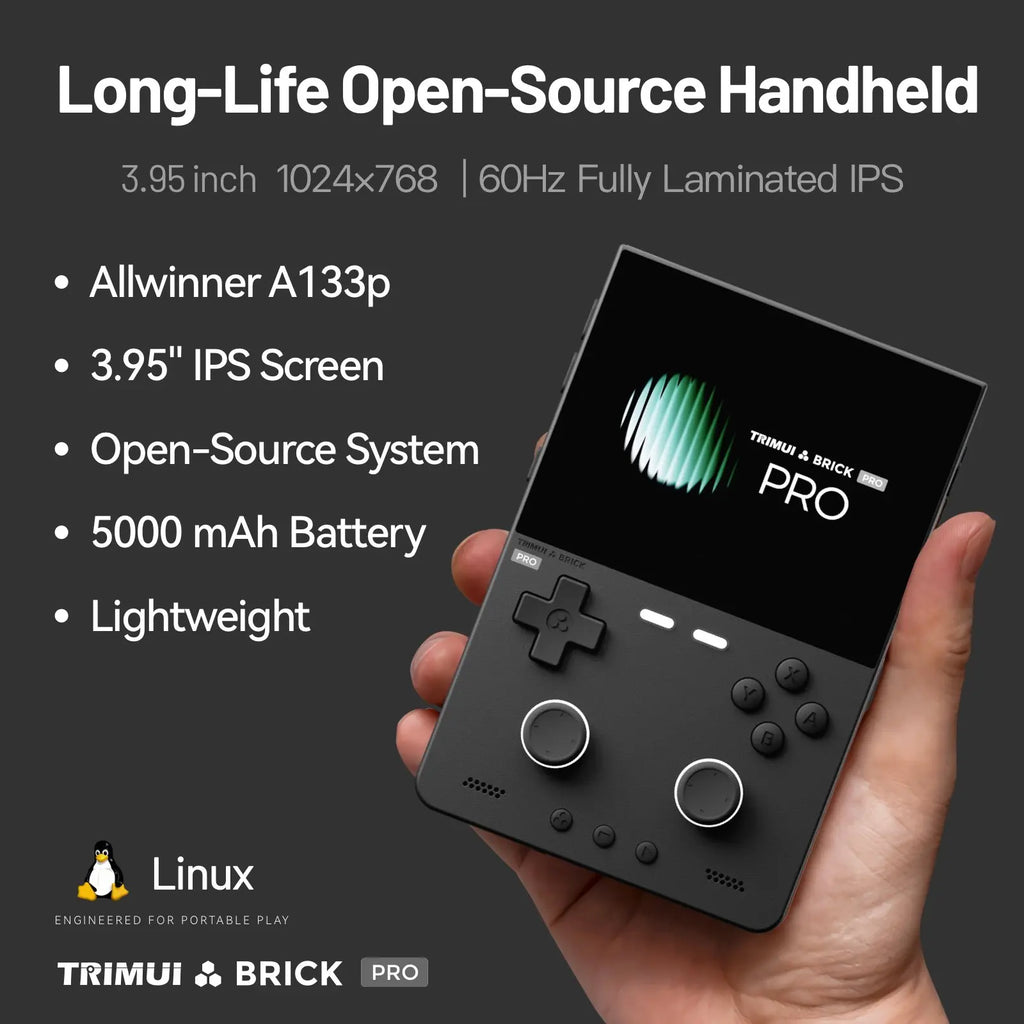 TRIMUI BRICK PRO Retro Handheld Game Console Portable Video Player Linux System Open Source 3.95 Inch Palm Phone Games Gifts